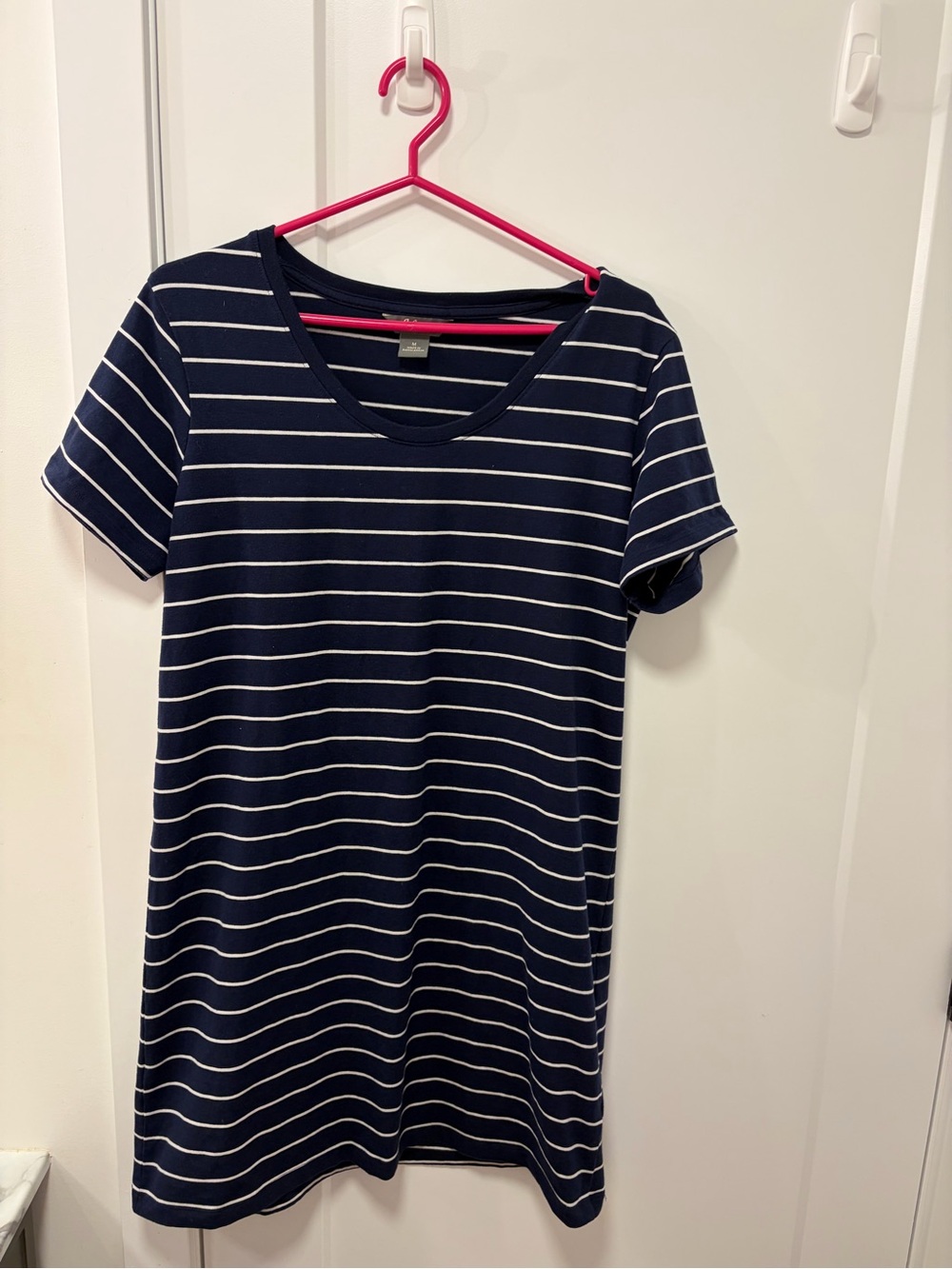 Natural Reflections Navy and White Striped Short Sleeve Dress